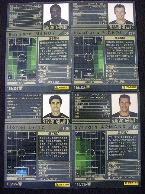 PANINI/パニーニ WCCF 2005-06ヨーロッパサッカークラブ選手カード(パリ・サンジェルマン)16枚セット☆113～/128☆EUROPEAN CLUBS_画像4