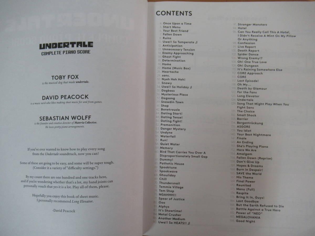 k50●輸入品 UNDERTALE COMPLETE PIANO SCORE アンダーテール コンプリートピアノスコア 2018年 楽譜 220412_画像3