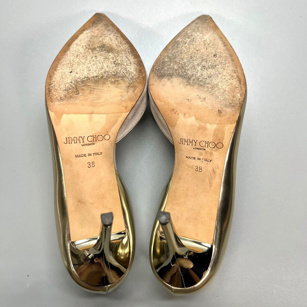 JIMMY CHOO ジミーチュウ パンプス ヒール ま38 25cm ゴールド