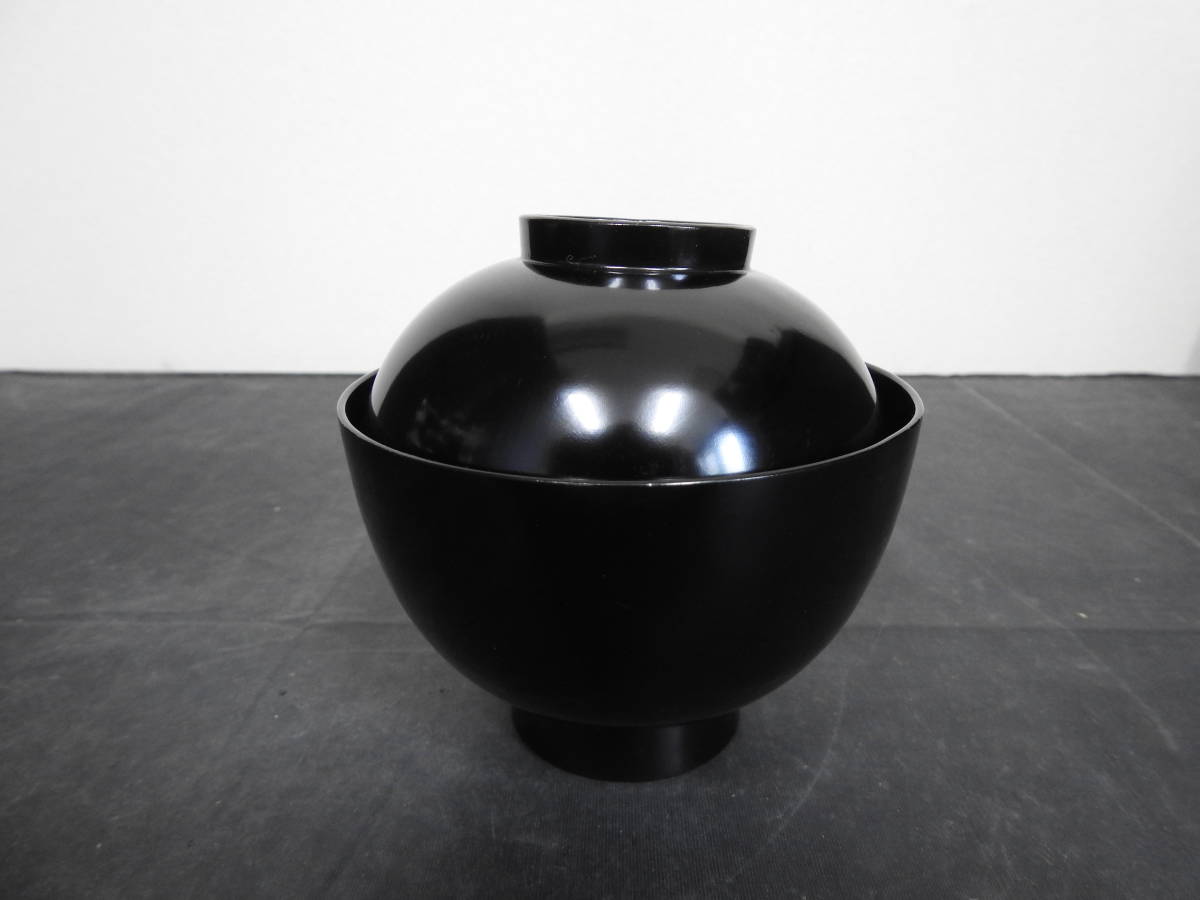 感謝報恩 長野横笛 黒地鶴蒔絵 吸物椀10客 共箱有 MA388