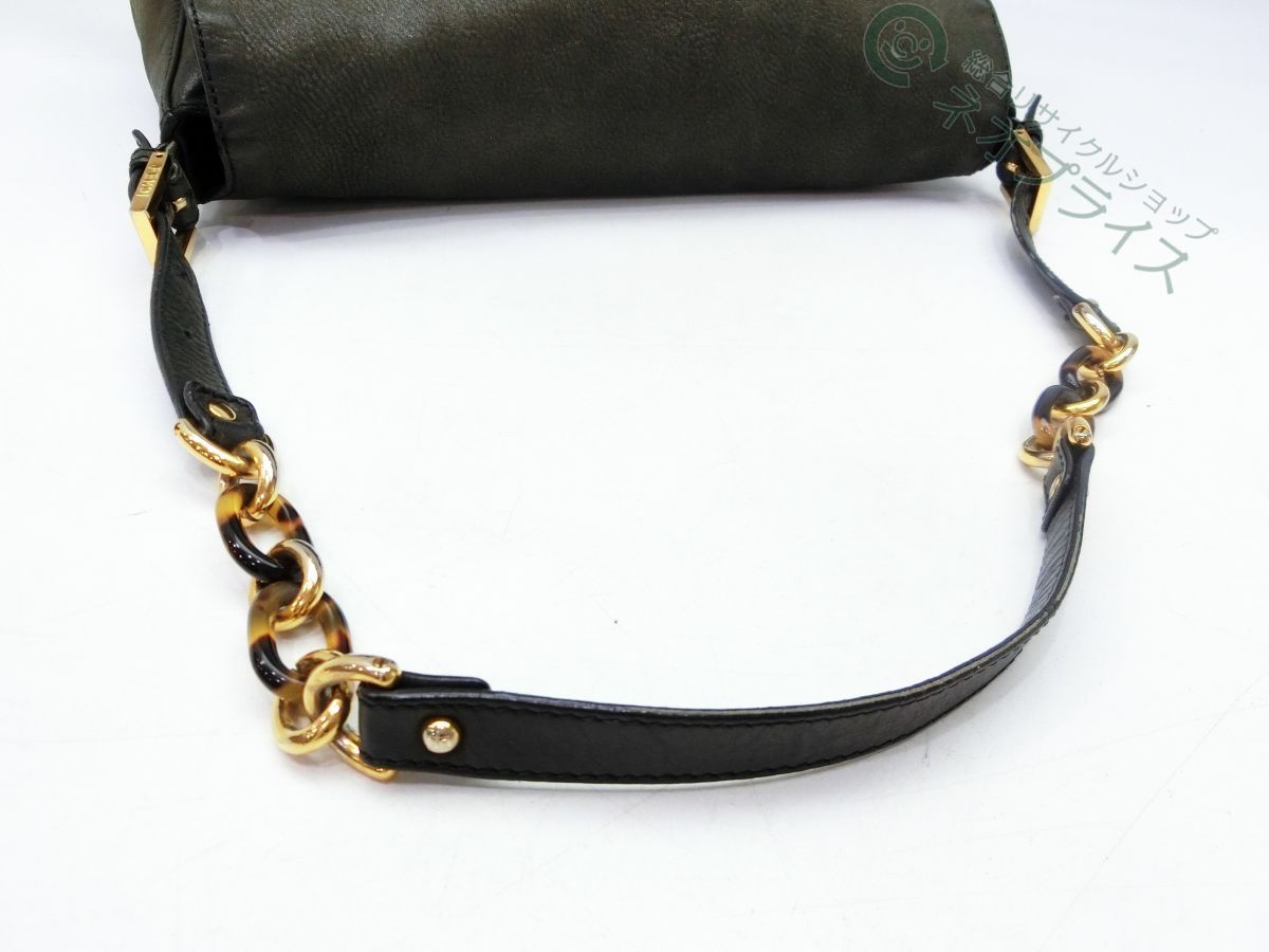 ☆ZZ1253 FENDI フェンディ 貴石 マンマ レザー チェーン ショルダー