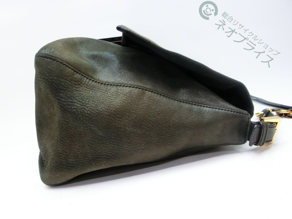 ☆ZZ1253 FENDI フェンディ 貴石 マンマ レザー チェーン ショルダー
