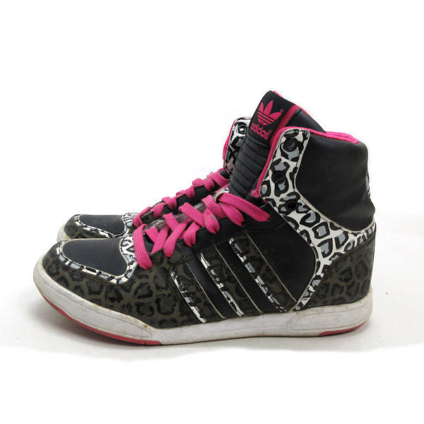 a■【23.5cm】アディダス/Adidas FUNFLYER MID ヒョウ柄 スニーカー 黒/LADIES/294【中古】_画像1