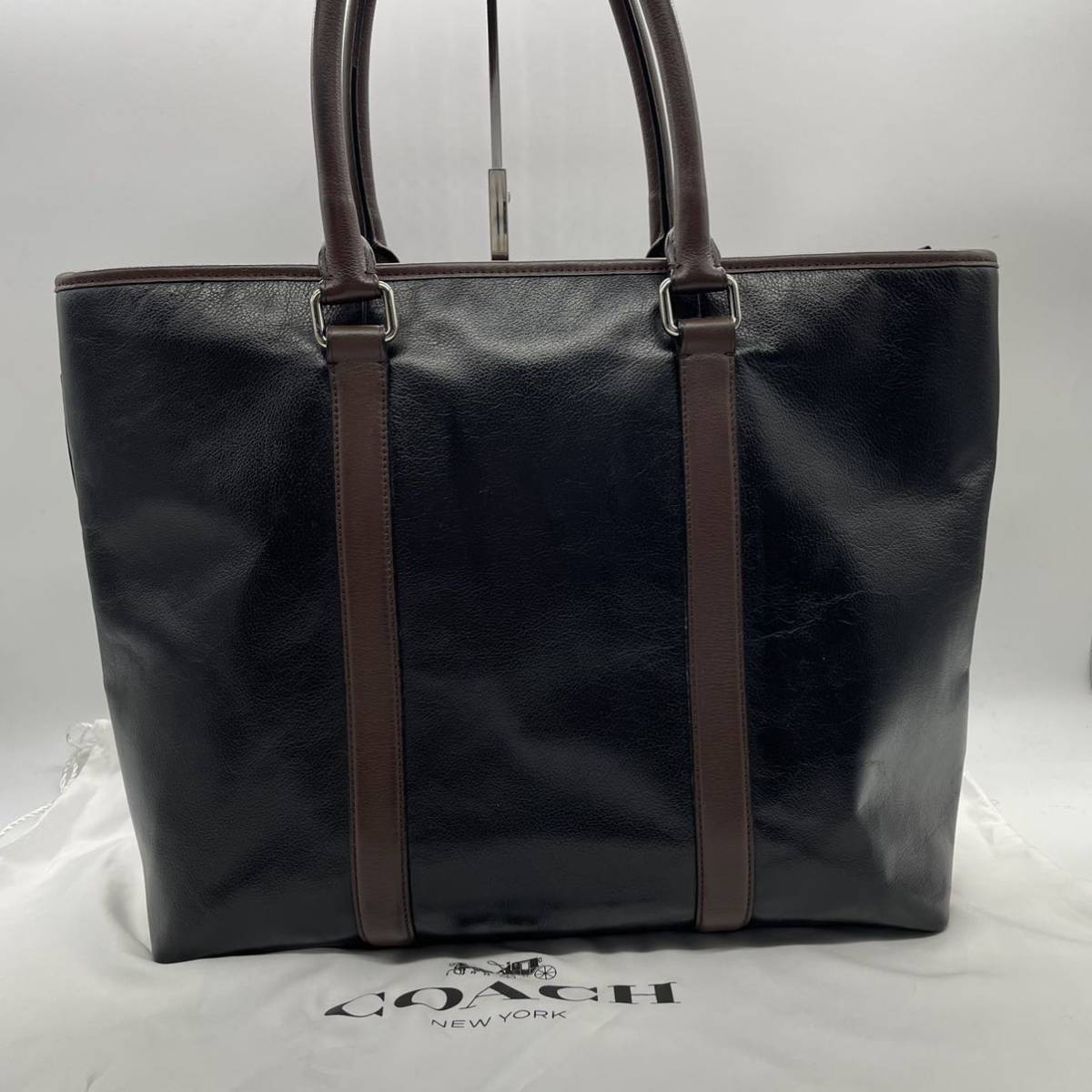 極美品】コーチ 2way ショルダー トートバッグ ビジネス レザー 黒×茶