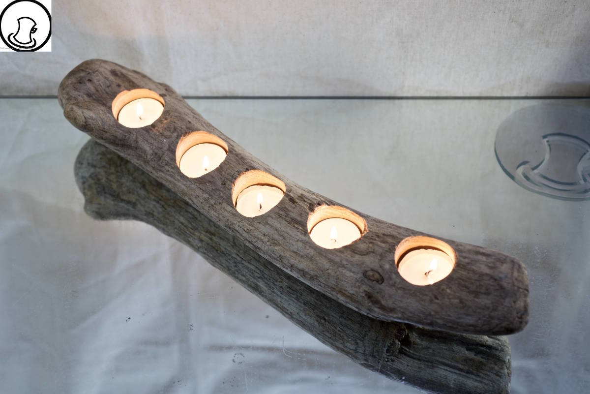 SeaSideInterior* driftwood . work . candle holder 52