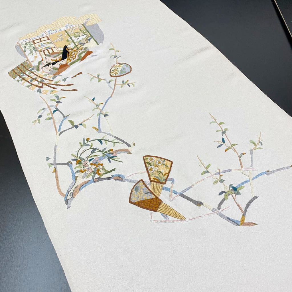 月うさぎ( ・×・)112◇中国蘇州刺繍 付下げ訪問着 正絹 着尺反物 共八