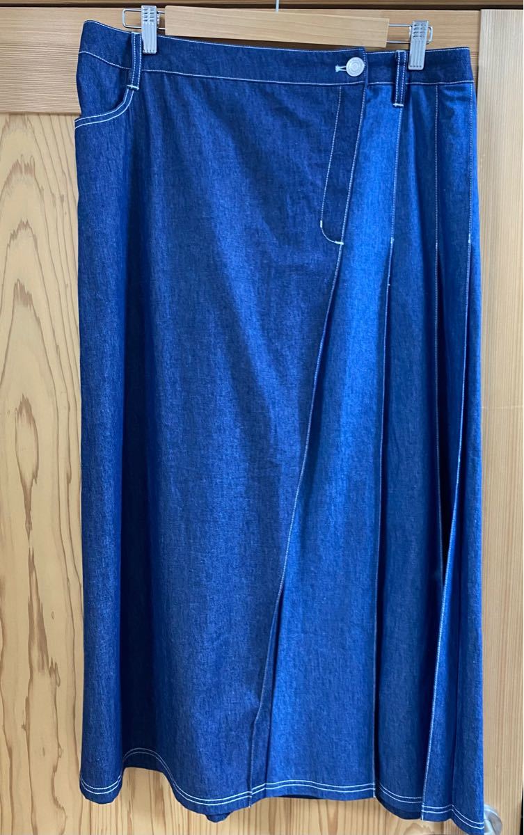 大きいサイズ　eur3 エウルキューブ　プリーツデザインデニムスカート　ブルー　4L 17号
