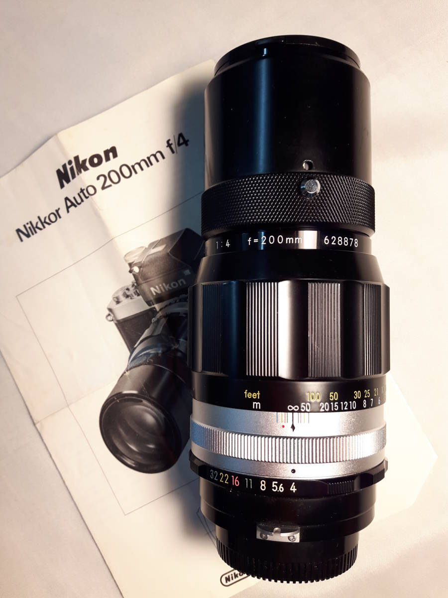 Nikon Nikkor Auto 200mm f 4 レンズ４群４枚構成 小型軽量 自動絞り レンズ説明書付き 保存状態良好品 94％以上節約