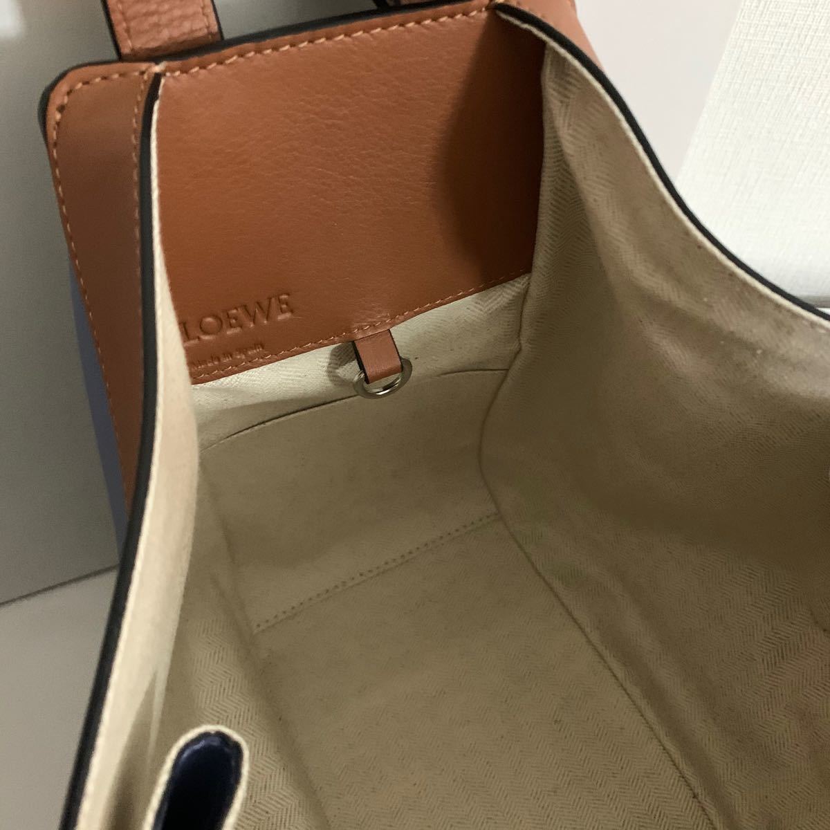 LOEWE ロエベ ハンモックバッグ スモール クラシックカーフ ブルーベリー ブルー タン ブラウン ハンモック ショルダー S