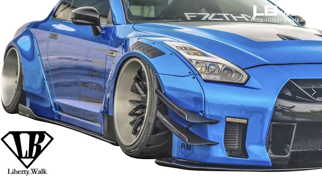 【M's】NISSAN R35 GT-R (Liberty Walk) LB-WORKS フロントカナード／／FRP エアロ リバティーウォーク リバティウォーク スカイライン GTR_※カーボンのサンプル画像。