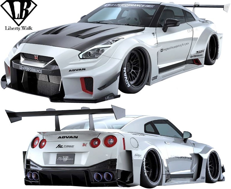 【M's】R35 GT-R(2007y-)LB-Silhouette WORKS GT 35GT-RR フロントカナード＋ディフューザー／／カーボン Liberty Walk リバティーウォーク_画像2