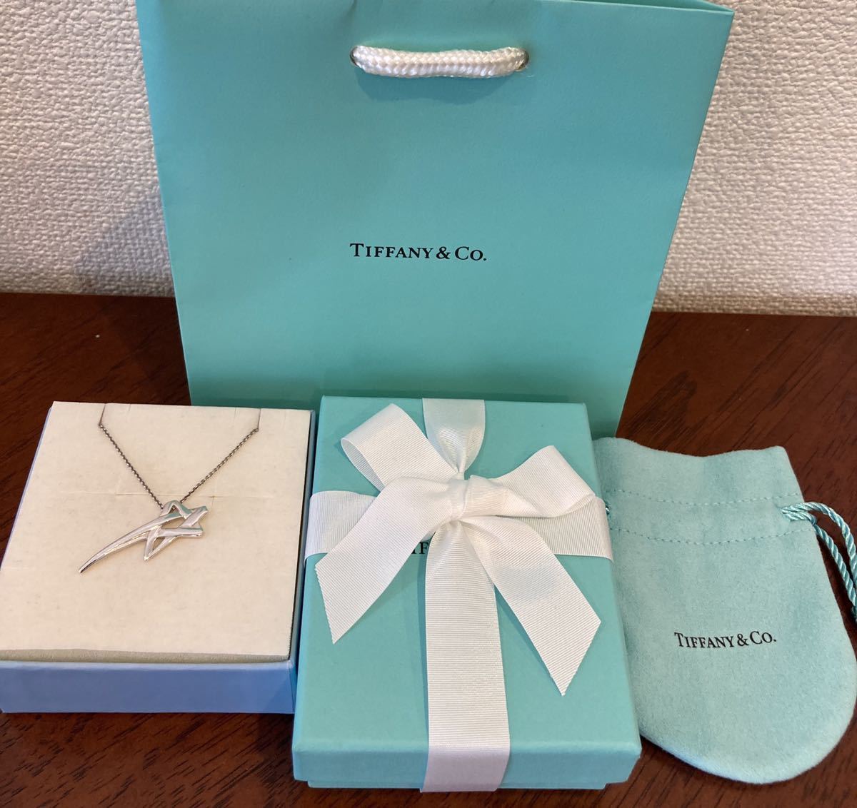 新品 未使用 正規品 ティファニー tiffany&co ネックレス シューティングスター シルバー ケース巾着紙袋リボンラッピング スター 星_画像2