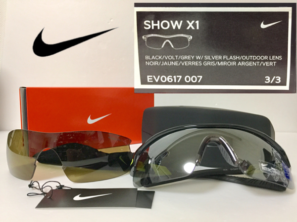 新品 送料無料 NIKE ナイキ サングラス NIKE SHOW X1 EV-0617 007 ブラック/イエロー レンズカラー グレーミラー 交換レンズ付属 Outdoor