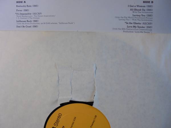 LPレコード輸入盤　エルヴィス・プレスリー　「ELVIS　PRESLEY　PURE　GOLD」　中古良品_画像3