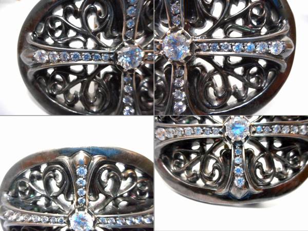 CHROMEHEARTS Chrome Hearts Classic oval Cross belt buckle after diamond processing does CHpave pillar mid studs Thai knee SV