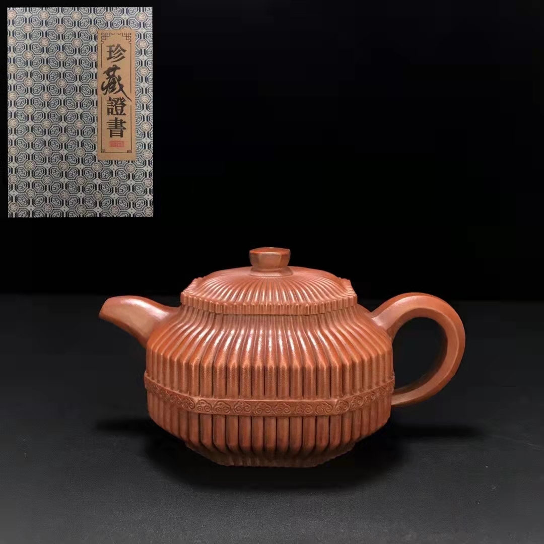 はこぽす対応商品 古鎮收集・紫砂製・茶壺・筋紋壺・茶道具・中国