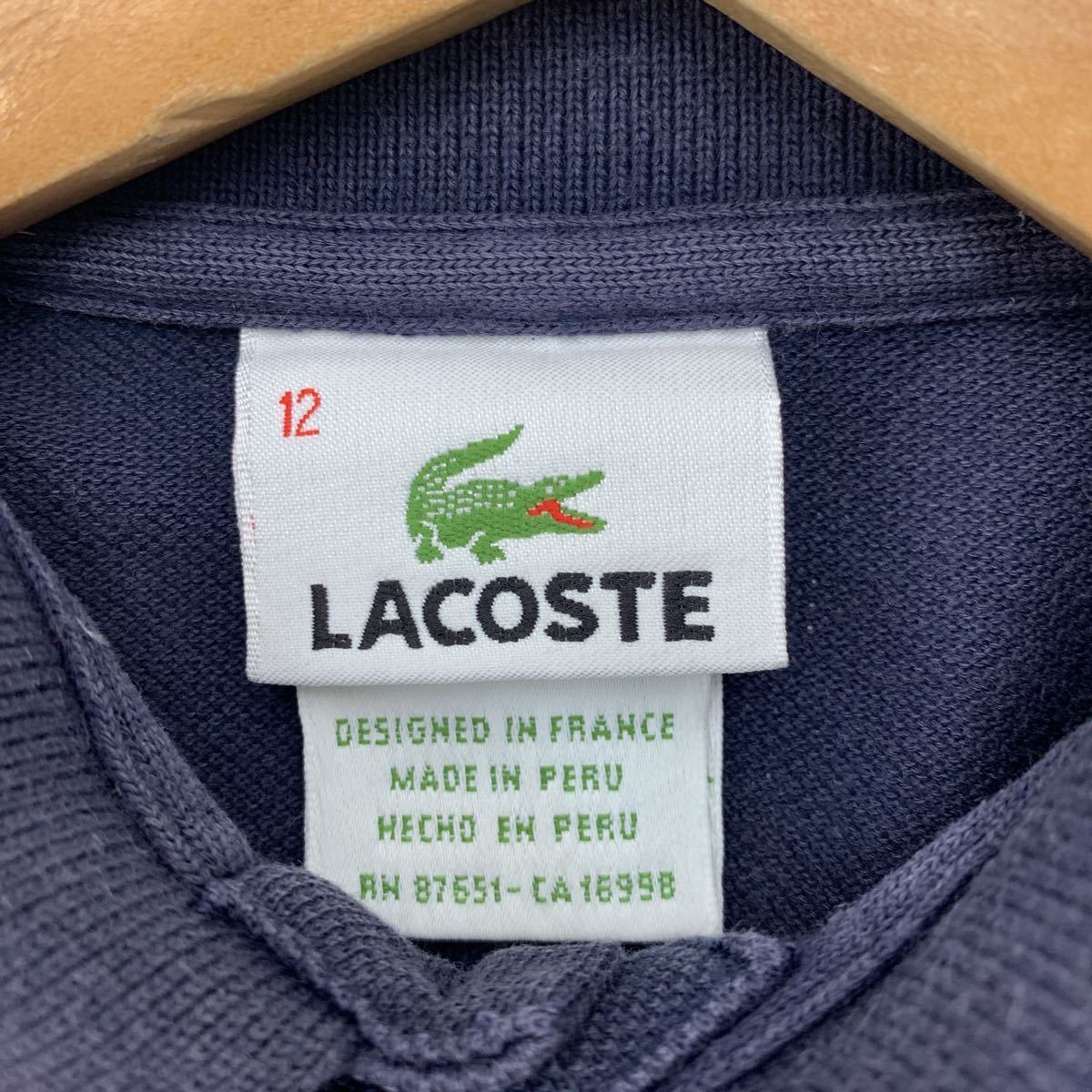 ラコステ LACOSTE ポロシャツ 半袖 紺 ネイビー 12 ユースサイズ メンズ XS相当 オールド 大定番 安定 アメカジ 着まわし◎■DG109_画像5