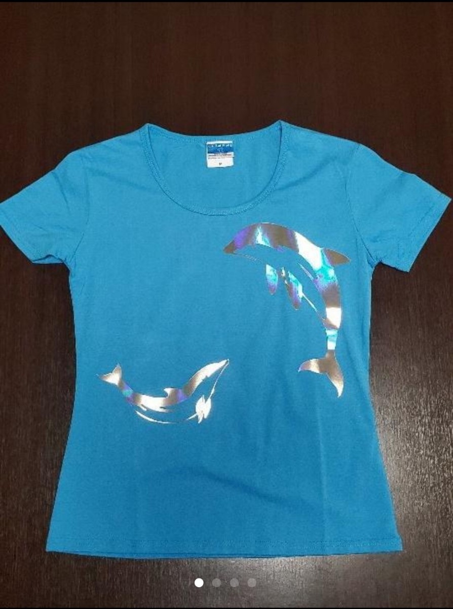 オリジナル Tシャツ　ブルー、レインボーシート (M)