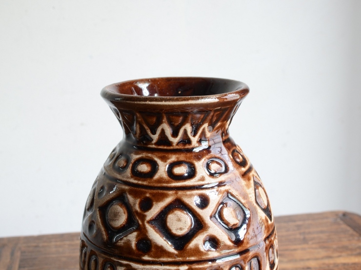 アンティーク花器 オブジェ ヴィンテージ デザイン 陶器 フラワーベース（H15cm） 華道 花瓶 生け花 ポット_画像3