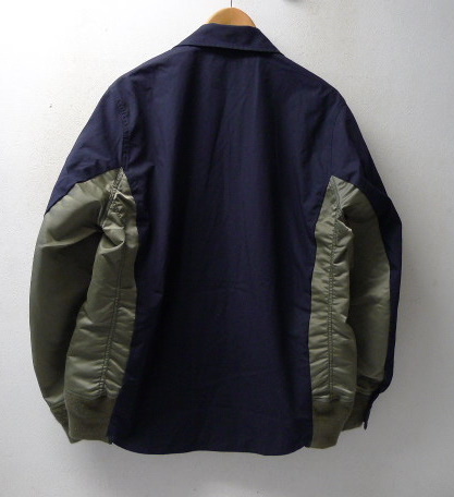 サカイ sacai 21SS Cotton Oxford Nylon Twill Shirt SCM-040 MA-１構築 切替 ミリタリー  ジャケット シャツ 3 美品タグ付き
