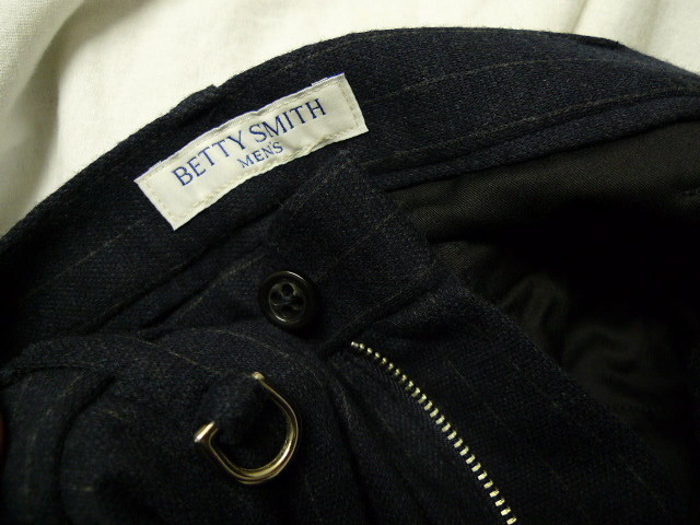 ◆BETTY SMITH ベティスミス ストライプ ニット ジャージ イージー パンツ サイズLL ネイビー系 履き心地良い_画像3
