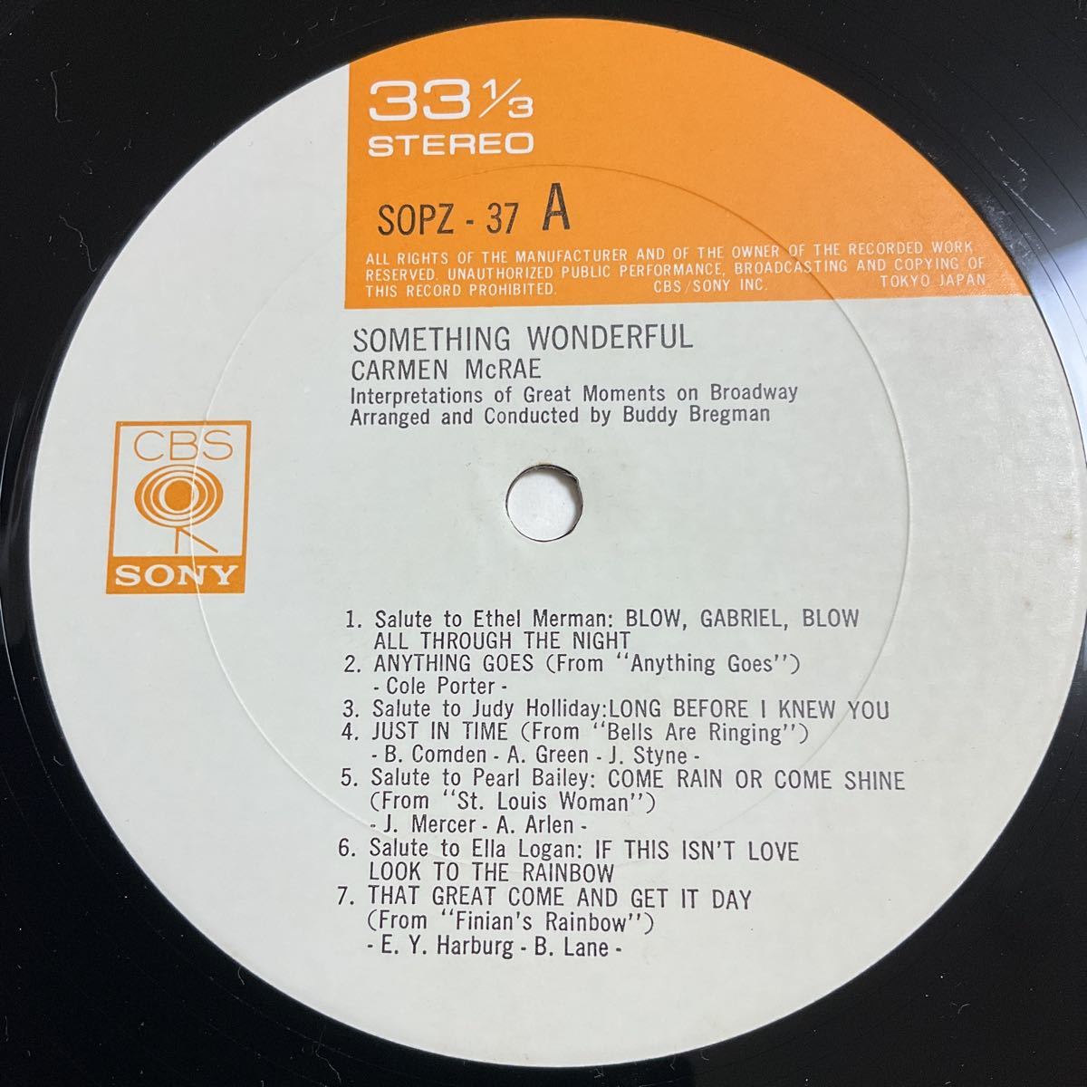 シュリンク付 / カーメン・マクレー / サムシング・ワンダフル / LP レコード / 帯付 / SOPZ-37 / CARMEN McRAE / SOMETHING WONDERFUL_画像8