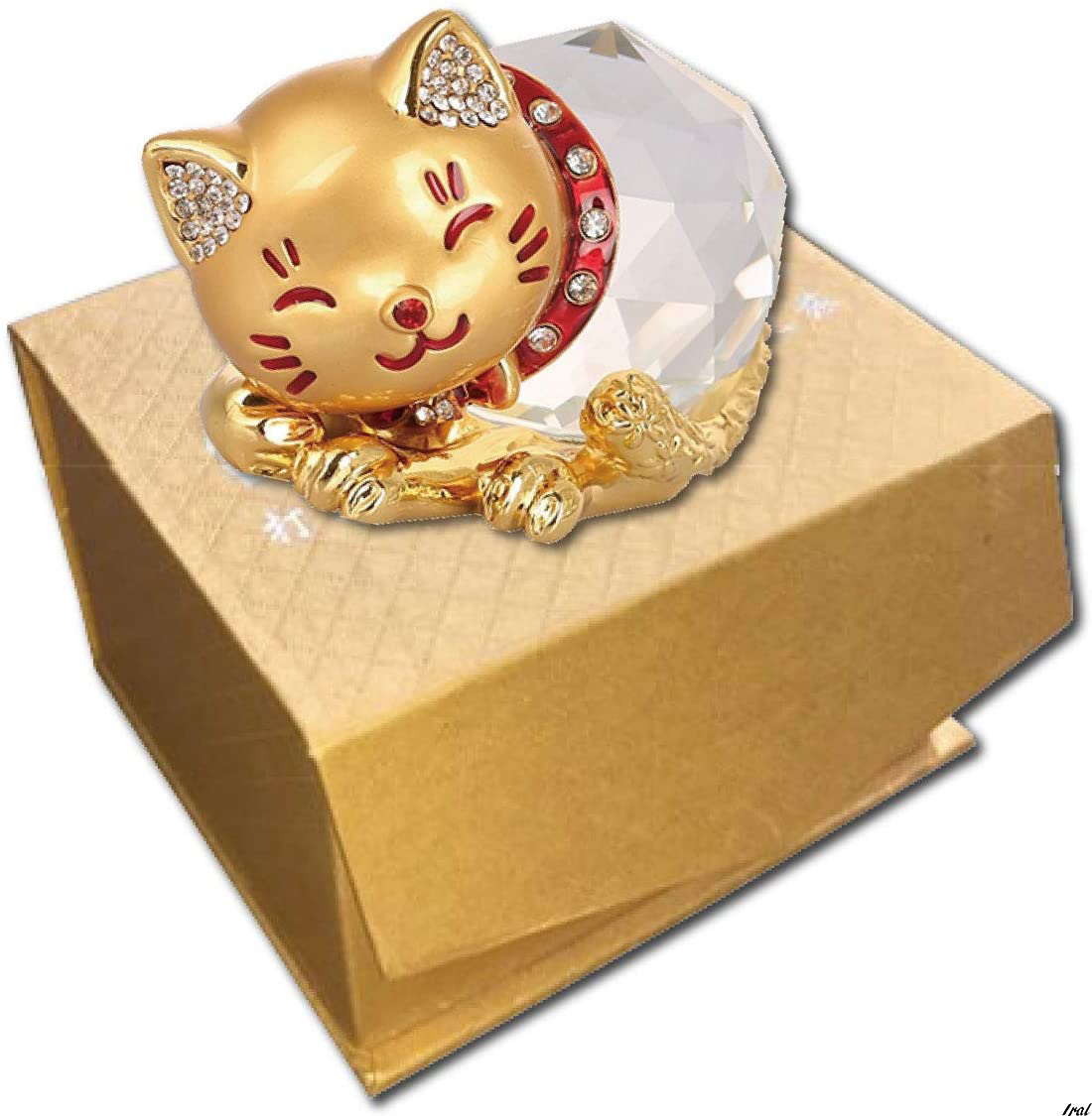 猫クリスタルフィギュア 金色 置物 インテリア かわいい 雑貨 風水グッズ ラッキーキャット 財運 運 金運_画像8