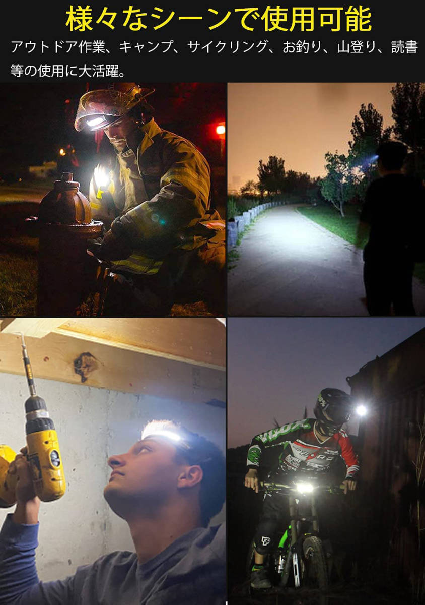 ヘッドライト 高輝度 LED ヘッドランプ 充電式 IPX4防水 登山 キャンプ 作業 アウトドア 停電 防災