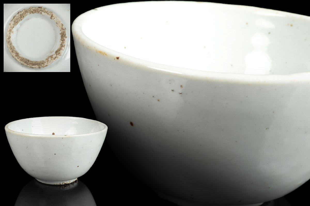 茶道具 李朝 粉引 白磁 茶碗 陶磁器 時代 朝鮮 骨董品 美術品 0801tgz 