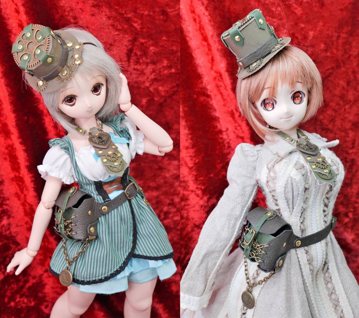 千葉DOLL工房】 1/3 ドール スチームパンク アクセサリーセット 〈ウエストポーチ・緑〉 MDD DD DDdy オビツ50 などに対応します！_画像1