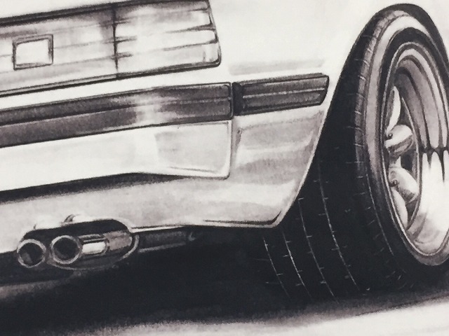  Mazda MAZDA SA Savanna RX-7 latter term rear [ pencil sketch ] famous car old car illustration A4 size amount attaching autographed 