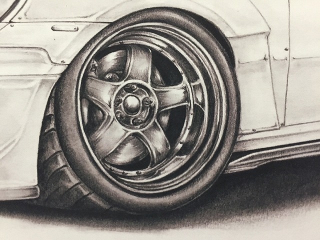  Toyota TOYOTA 86 custom front [ pencil sketch ] famous car old car illustration A4 size amount attaching autographed 
