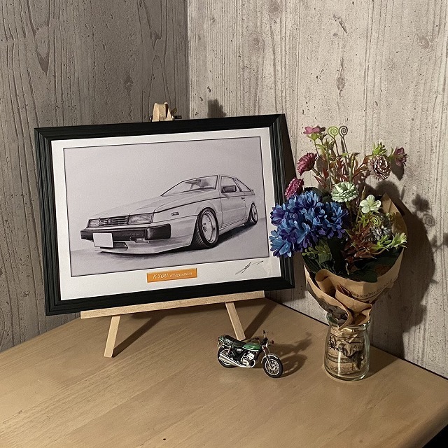  Isuzu ISUZU Piazza previous term [ pencil sketch ] famous car old car illustration A4 size amount attaching autographed 