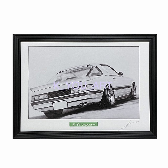  Mazda MAZDA SA Savanna RX-7 latter term rear [ pencil sketch ] famous car old car illustration A4 size amount attaching autographed 