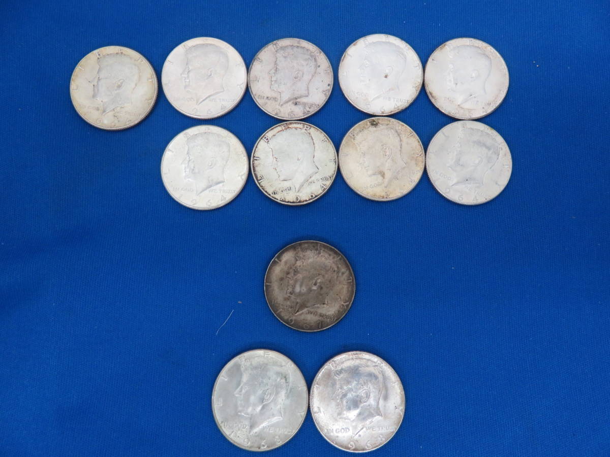銀貨 アメリカ ケネディ コイン 1964 1967 1968ハーフダラー3枚 avanza