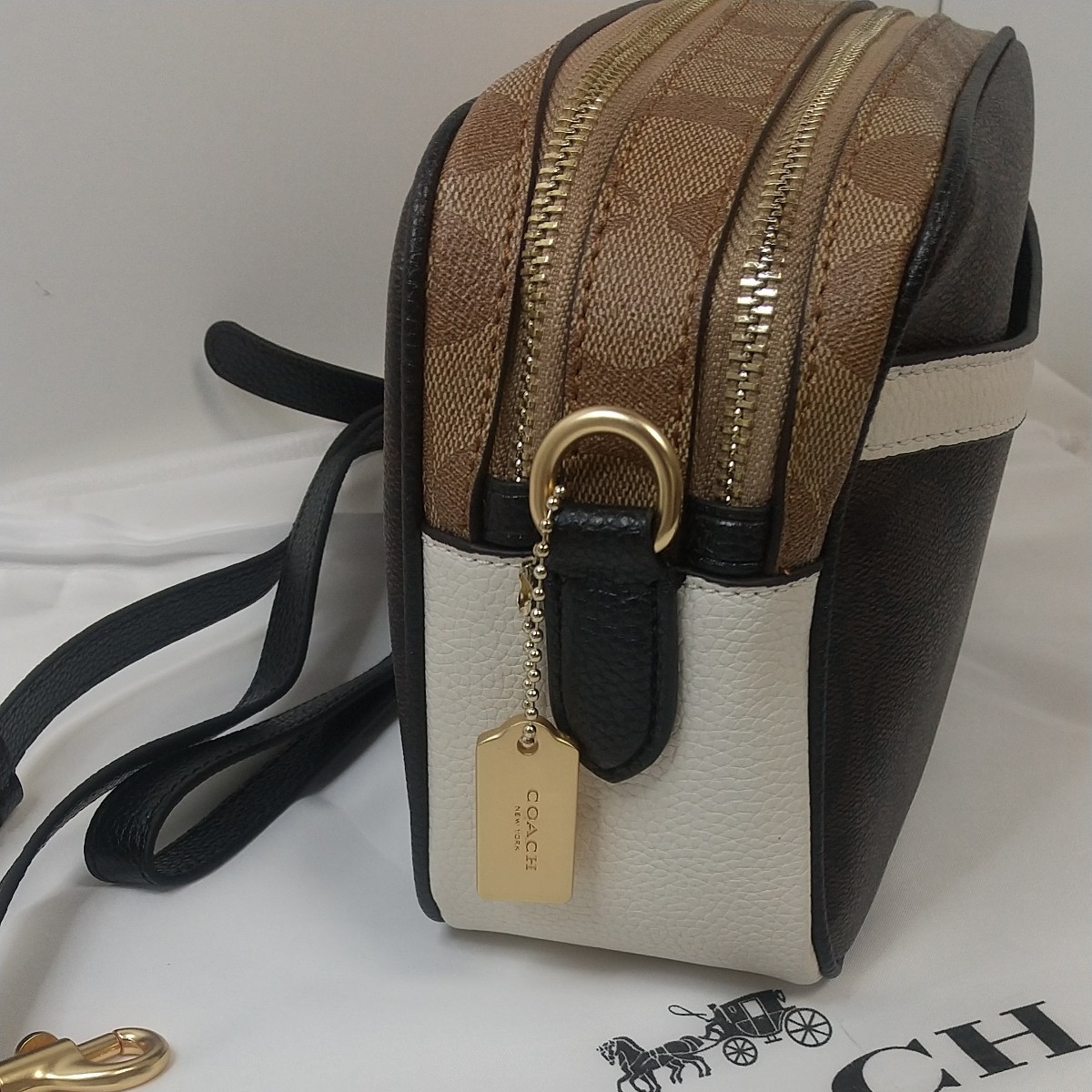 コーチ COACH ショルダーバッグ シグネイチャーブラウン/ホワイト