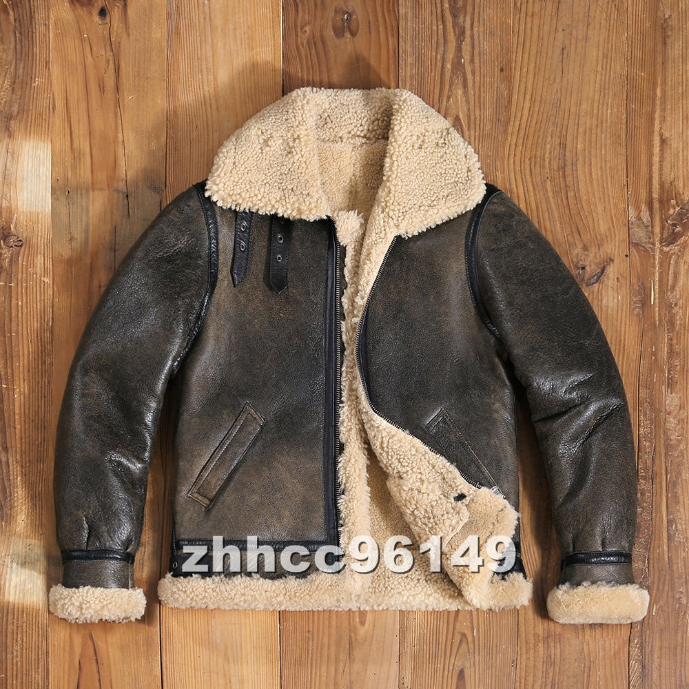 ■最上級■1930'sスタイル B3フライトジャケット 羊革ラムウール 毛皮 本革 レザージャケット ブルゾン