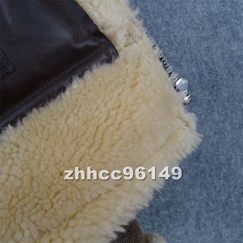 ■高品質■B6フライトジャケット 毛皮 最上級羊革 ラムウール レザージャケット ブルゾン 厳冬対策_画像8