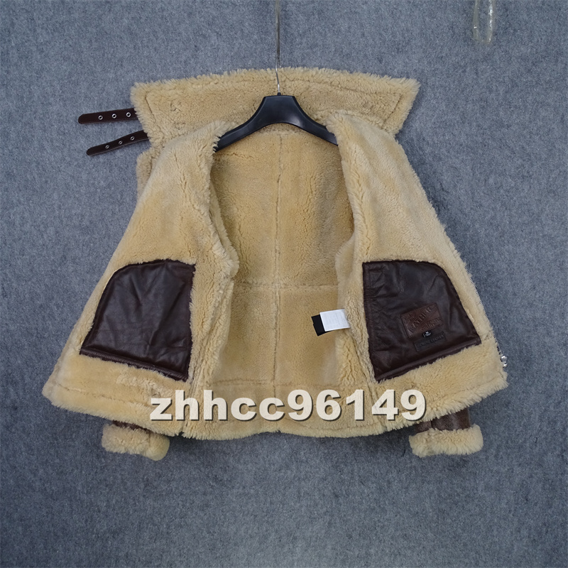 ■高品質■B6フライトジャケット 毛皮 最上級羊革 ラムウール レザージャケット ブルゾン 厳冬対策_画像2