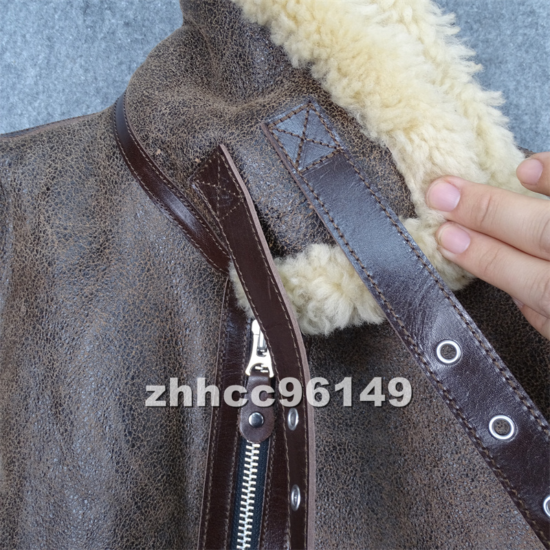 ■高品質■B6フライトジャケット 毛皮 最上級羊革 ラムウール レザージャケット ブルゾン 厳冬対策_画像5
