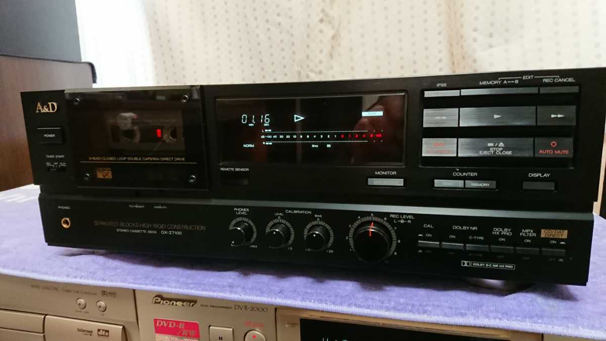 A&D アカイ AKAIカセットデッキ GX-Z7100 取説 リモコン付き 動作品