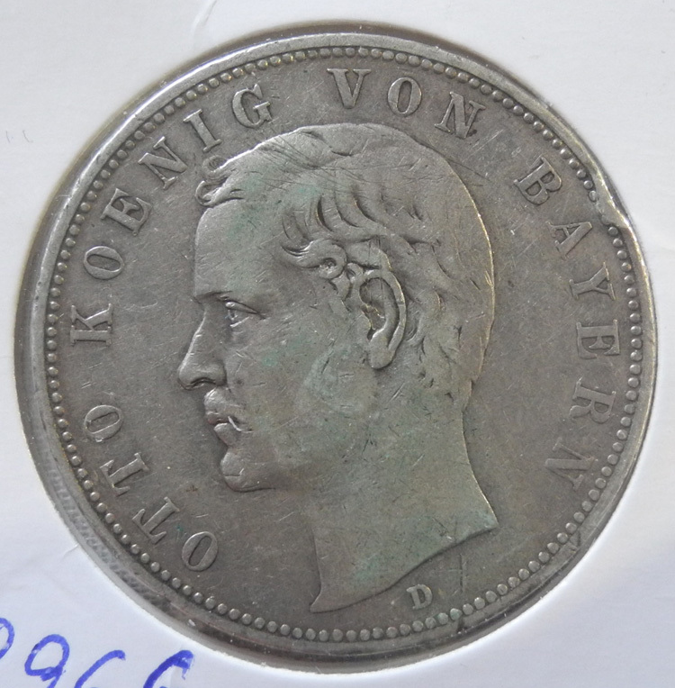ドイツ バイエルン 5マルク 銀貨 1907年 D オットー1世 美品! アンティーク 古銭 希少品_画像1