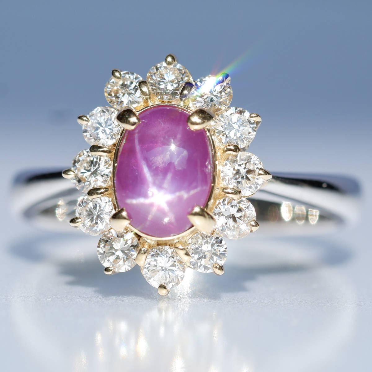 Pt900 スタールビー 1.157ct ダイヤモンド 0.48ct リング ルビー プラチナ 11号 3