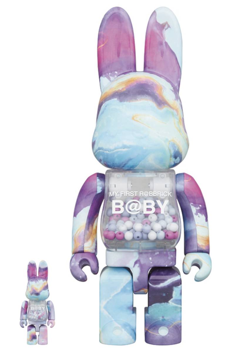 新品未開封■ MEDICOM TOY BE@RBRICK MY FIRST R@BBRICK B@BY MARBLE Ver. 100% & 400% コラボ CHIAKI 千秋 ベアブリック メディコムトイ■_画像1