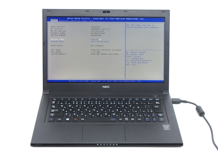 NEC PC-GN174Y42 4世代i5 4G 通電します BIOSまで表示 本体止めネジ欠品 ノートPCパソコン ジャンク品