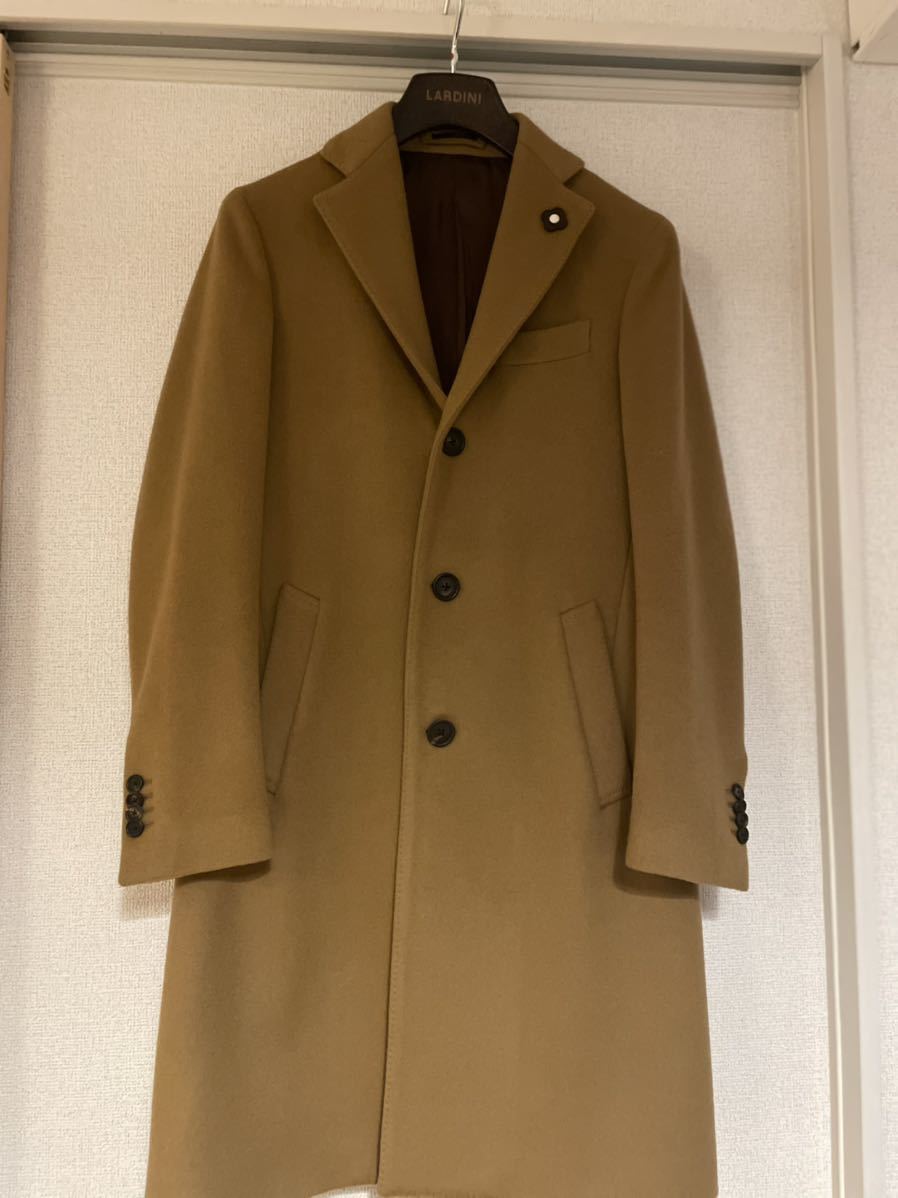 LARDINI 高級ウールフランネルソリッド チェスターコート 干場 国内