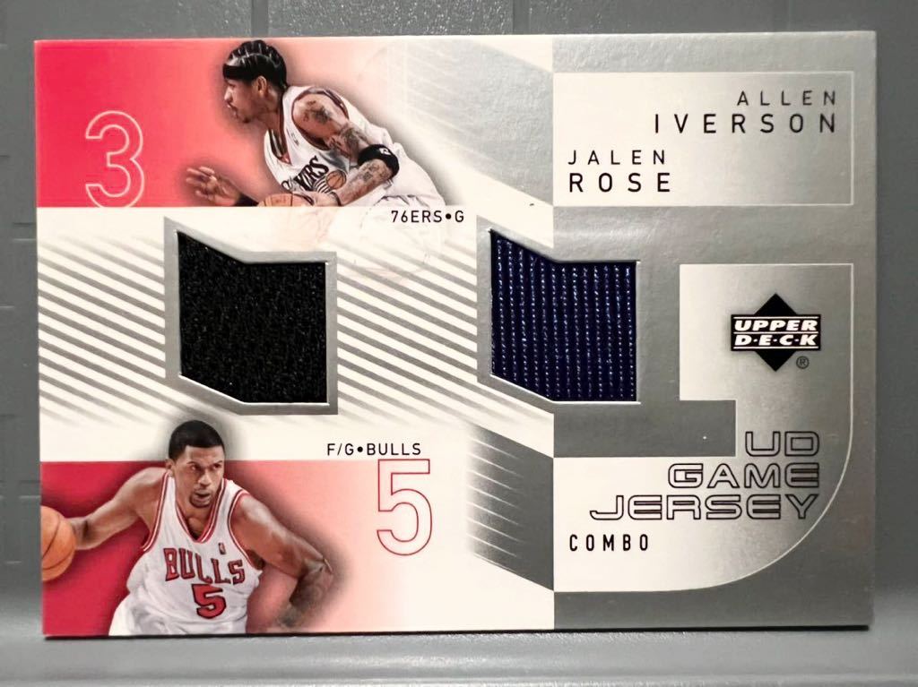 SSP Jersey 2003 Upper Deck Allen Iverson アレン・アイバーソン Jalen Rose NBA 実使用 ユニフォーム 76ers バスケ Panini MVP All-star_画像1