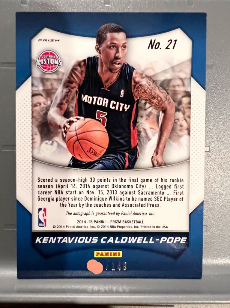 Red Prizm Auto /149 ★ 14 Panini Kentavious Caldwell-Pope ケンタビオス・コールドウェル ポープ NBA 直筆 サイン ウィザーズ Wizards_画像2