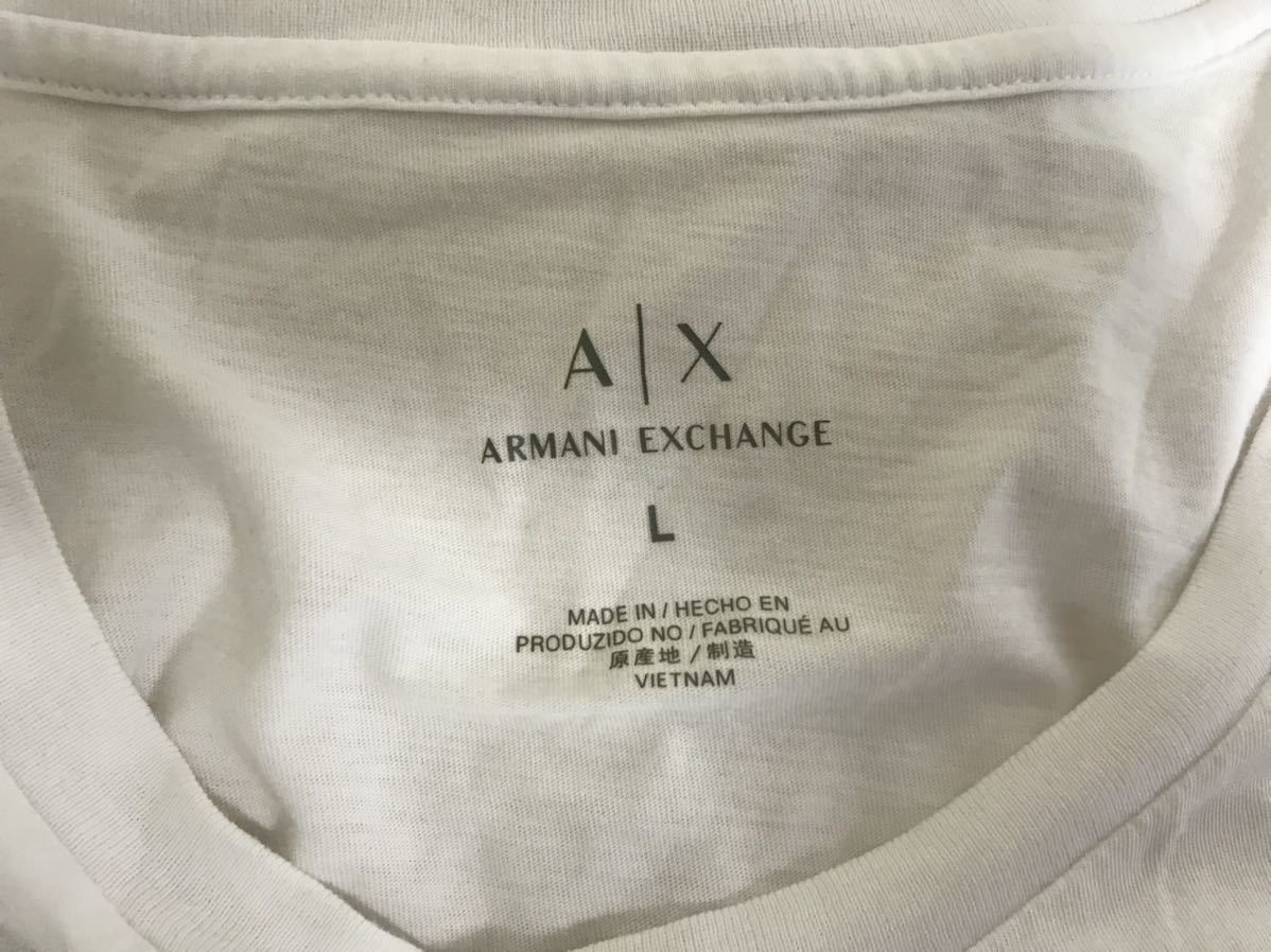本物アルマーニエクスチェンジARMANIコットン半袖プリントTシャツレディースビジネススーツ白ホワイトL