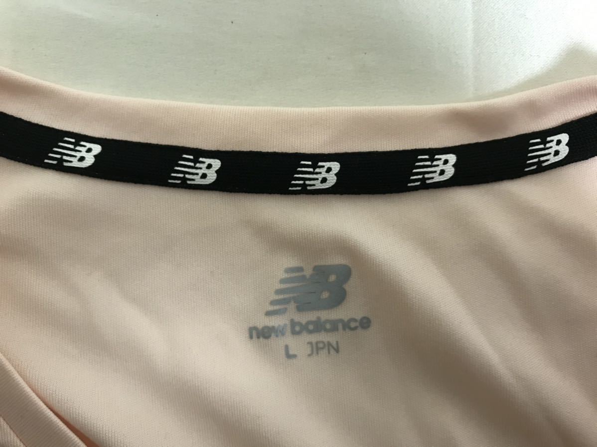 美品本物ニューバランスNEWBALANCEロゴプリント半袖TシャツレディースビジネススーツピンクLスポーツ